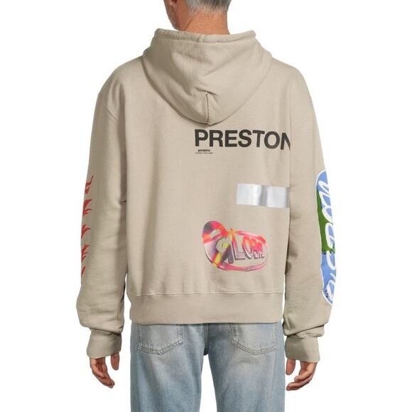 Heron Preston NWT RARE Global Collage Grey Cotton Graphic Hoodie Medium Unisex - Picture 2 of 16